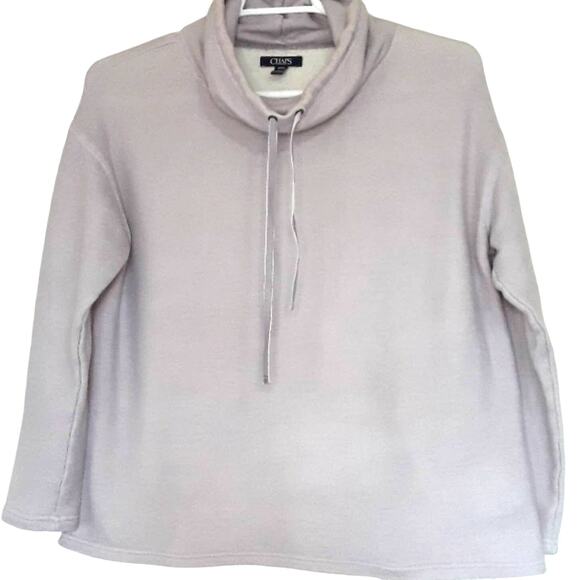 Womens Sz M Lavender Cowl Neck Drawstring Boxy Lightweight Chaps Sweatshirt - Picture 1 of 10